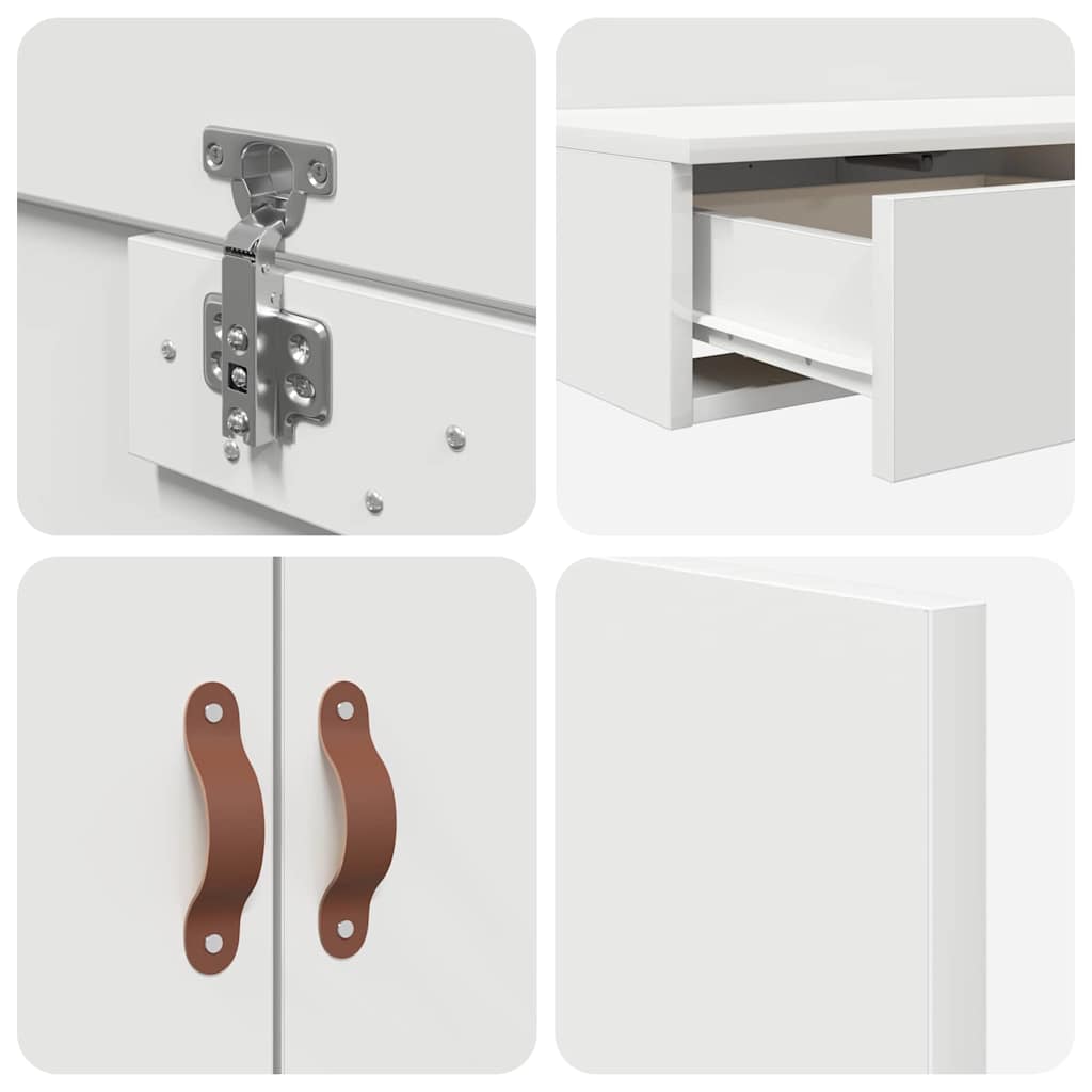 Cadru de pat cu depozitare cu sertar Alb 90 cm Lemn compozit