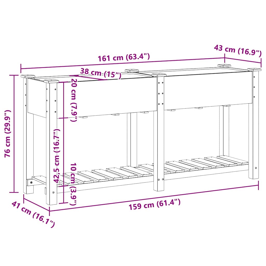 Vază pentru Grădină Bej 161 x 43 x 76,5 cm Lemn de Brad Solid