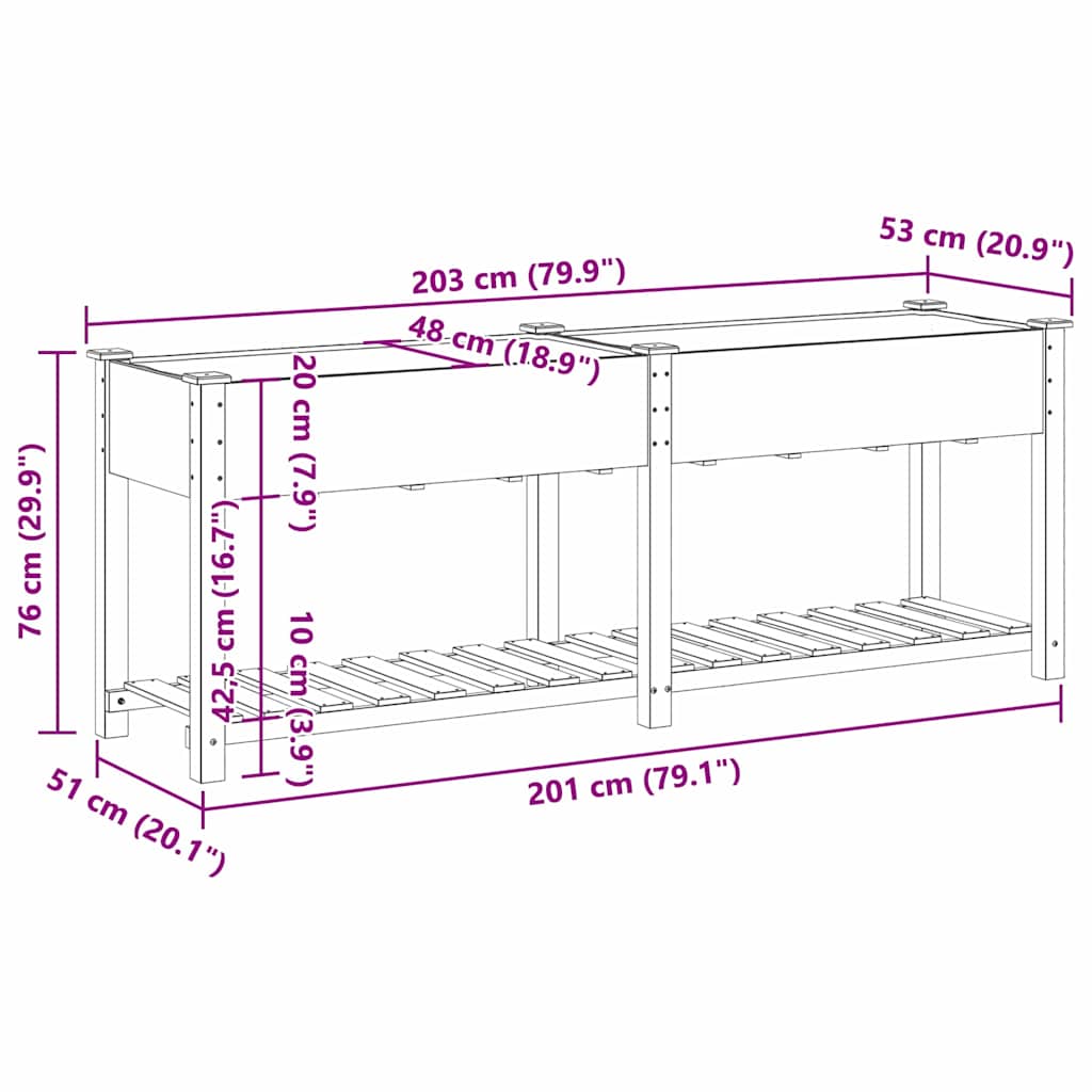 Vază pentru Grădină Bej 203 x 53 x 76,5 cm Lemn de Brad Solid