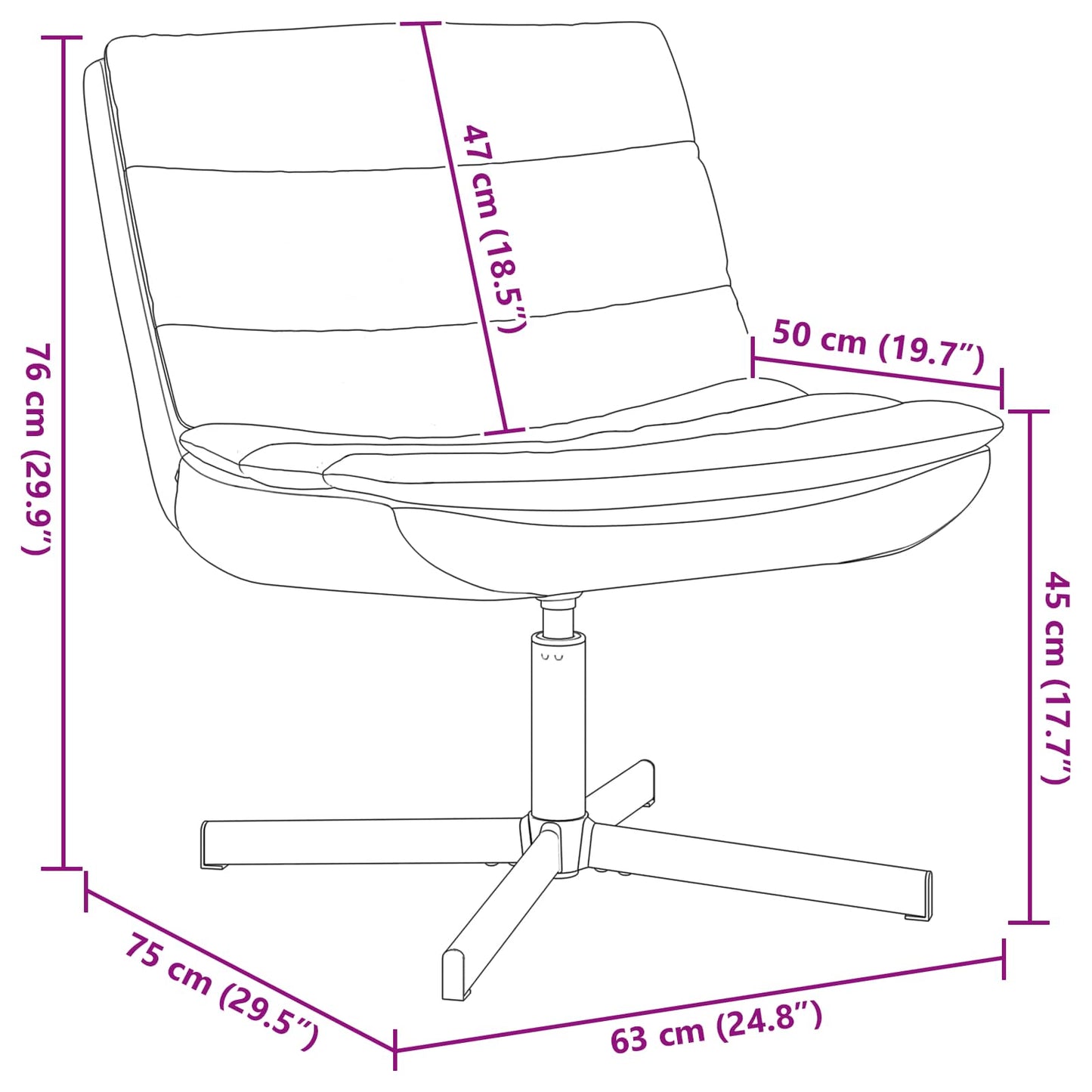 Scaun pivotant Negru 63 x 75 x 76 cm PU lucios