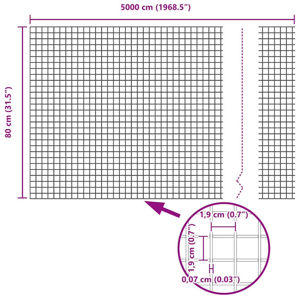 Gard din sârmă sudată Argintiu 0.8 x 50 m