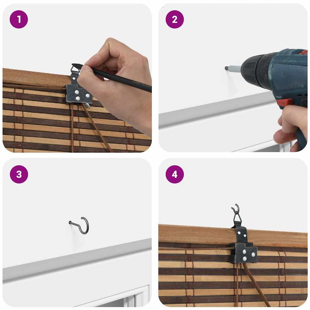 Rulou textil cu perdele Manual Maro 150 x 220 cm Bambus