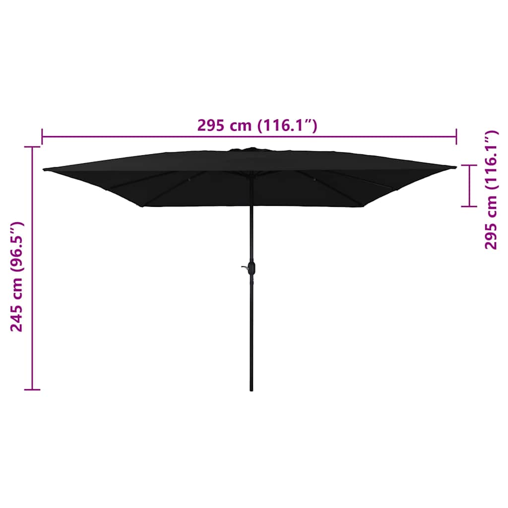Parasol de Grădină Negru 295 x 295 x 245 cm Poliester și oțel