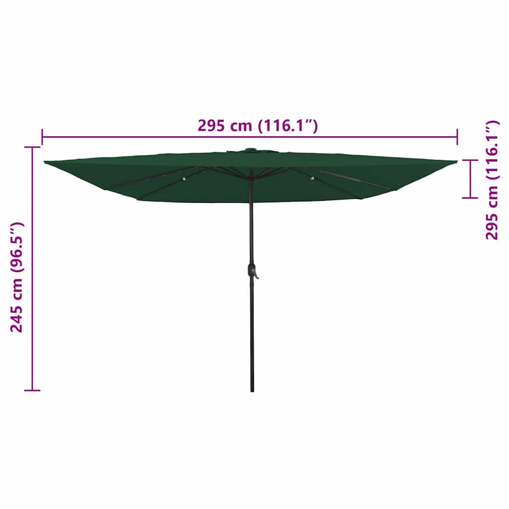 Parasol de Grădină Verde 295 x 295 x 245 cm Poliester și oțel