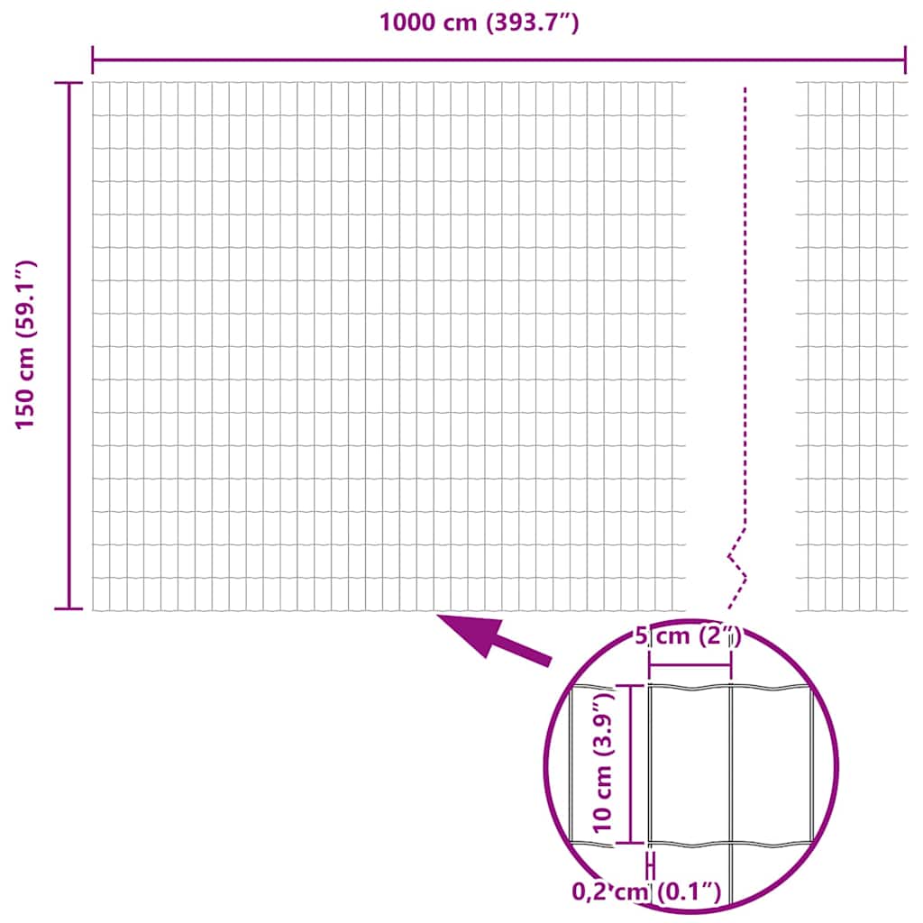 Gard Euro Gri 1,5 x 10 m Fier acoperit cu PVC
