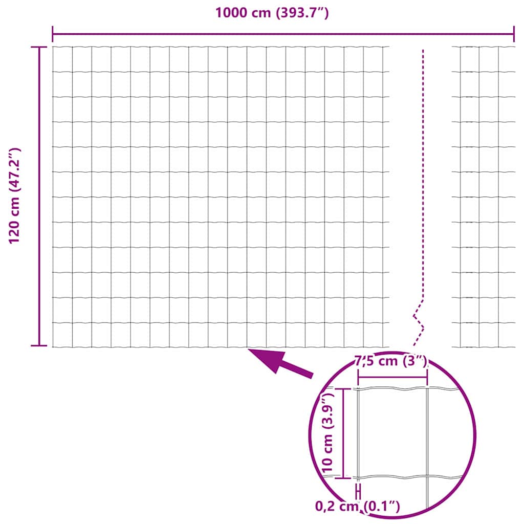 Gard Euro Gri 1,2 x 10 m Fier acoperit cu PVC