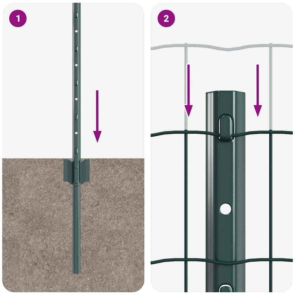 Gard cu Stâlp Verde 0,4 x 50 m Oțel și PVC
