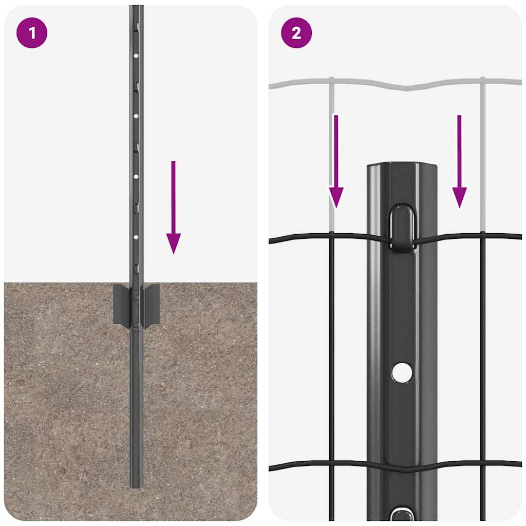 Gard cu Stâlp Gri 0,6 x 25 m Oțel și PVC