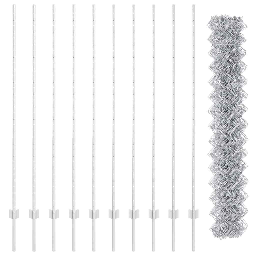 Gard cu Stâlp Argintiu 1,5 x 10 m Oțel