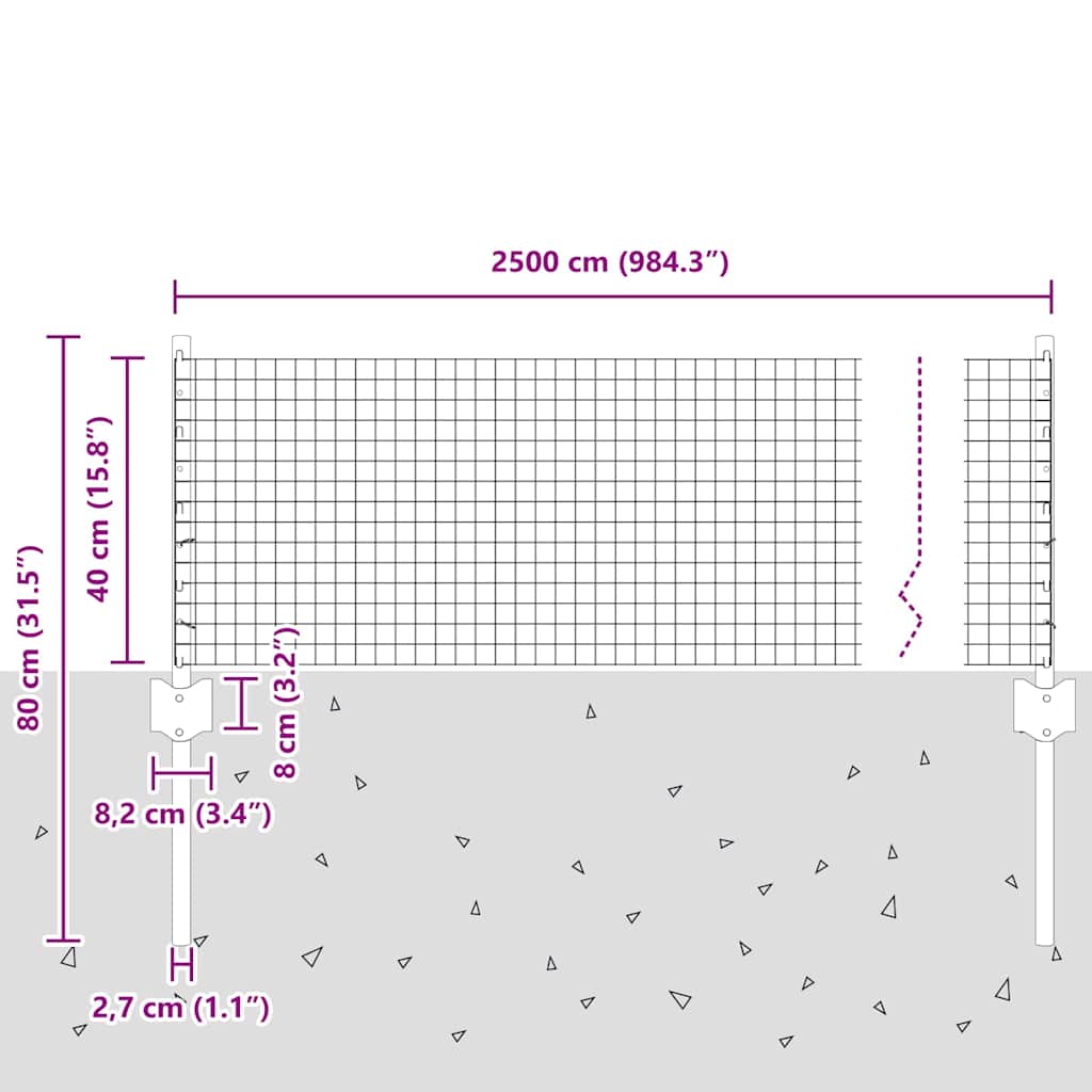 Gard cu Stâlp Verde 0,4 x 25 m Oțel și PVC