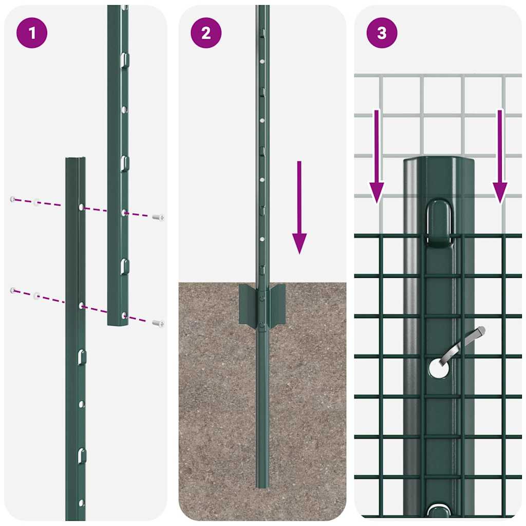 Gard cu Stâlp Verde 1 x 100 m Oțel și PVC