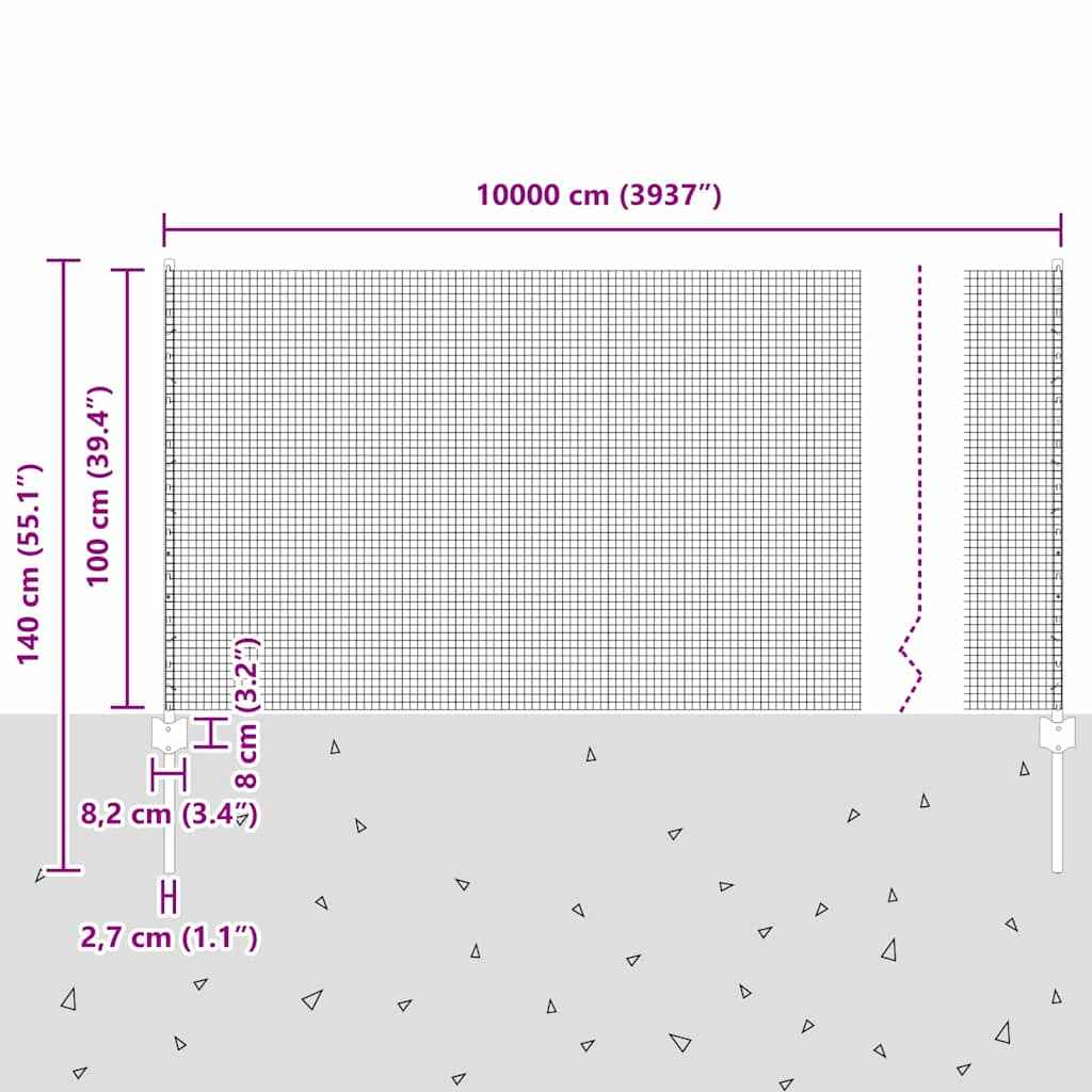 Gard cu Stâlp Verde 1 x 100 m Oțel și PVC