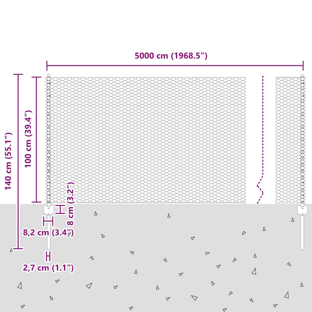 Gard cu Stâlp Gri 1 x 50 m Oțel și PVC