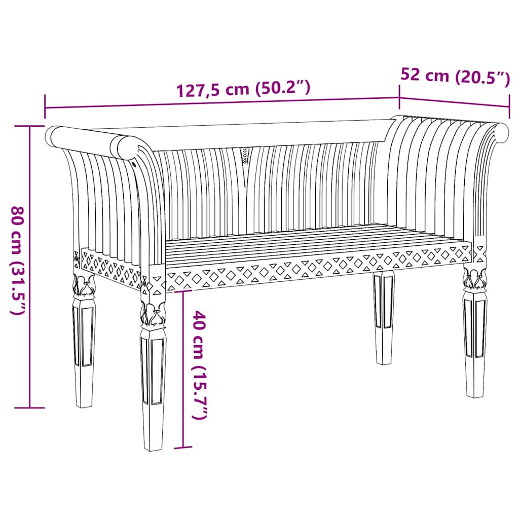 bancă Maro 127,5 x 52 x 80 cm Lemn masiv de tec
