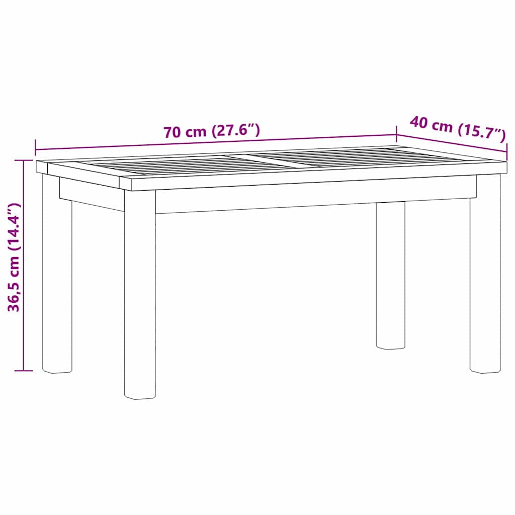Masă de cafea Maro 70 x 40 x 36 cm Lemn solid de tec