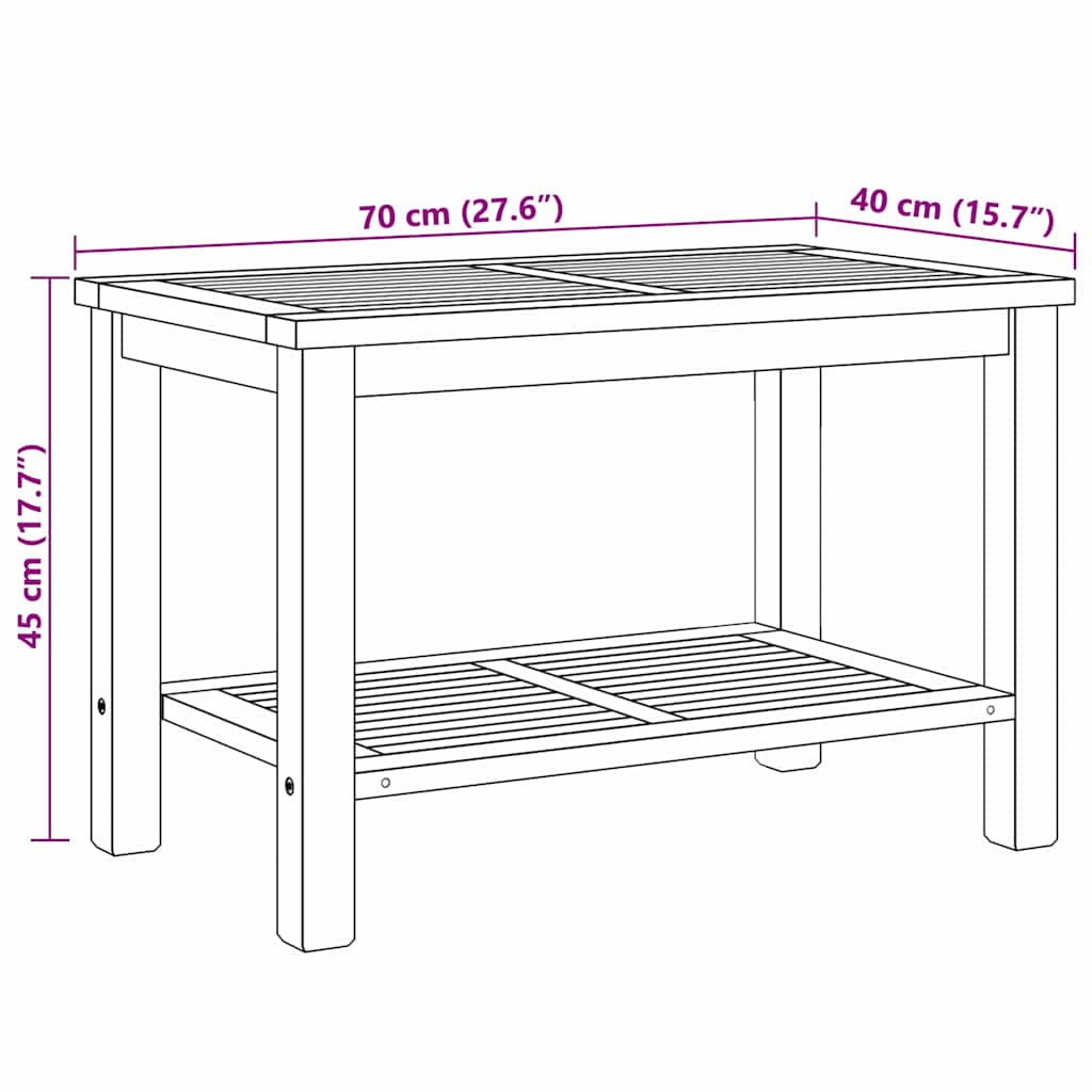 Masă de cafea Maro 70 x 40 x 45 cm Lemn masiv de tec