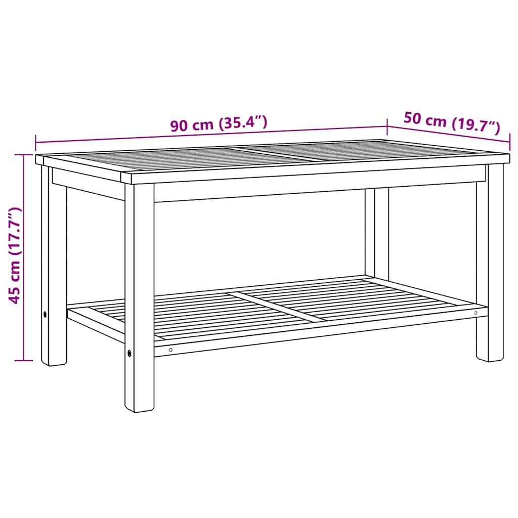 Masă de cafea Maro 90 x 50 x 45 cm Lemn masiv de tec