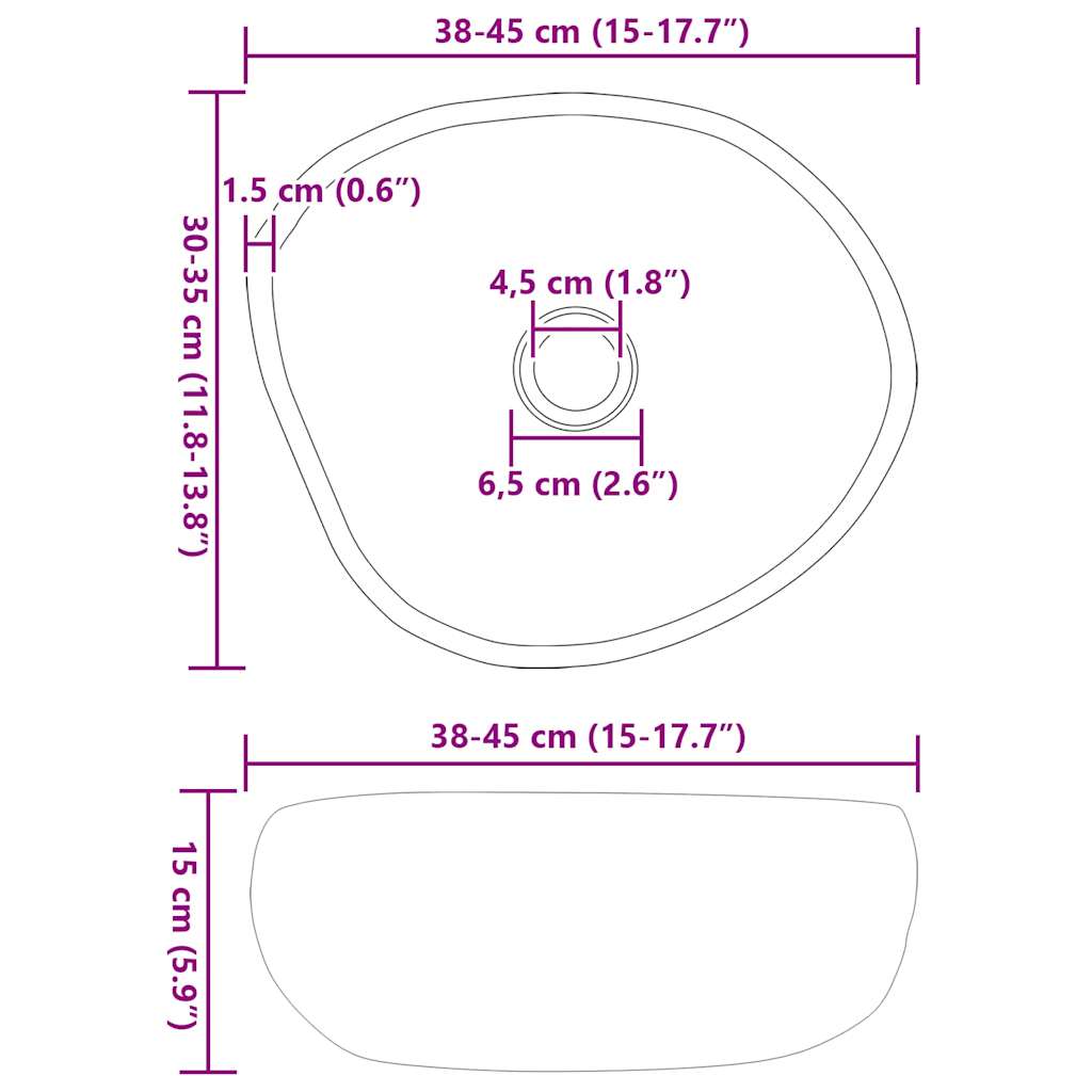 Chiuvetă Gri deschis (38-45) x (30-35) x 15 cm Piatra de Râu