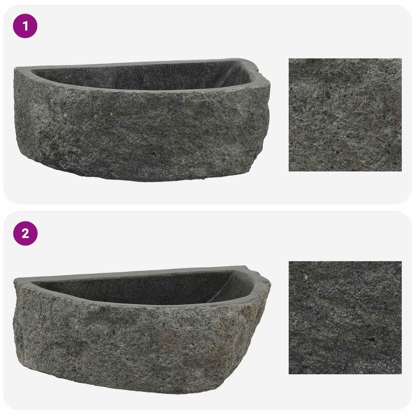 Chiuvetă de perete Gri 37 x 30 x 12 cm Piatra de râu