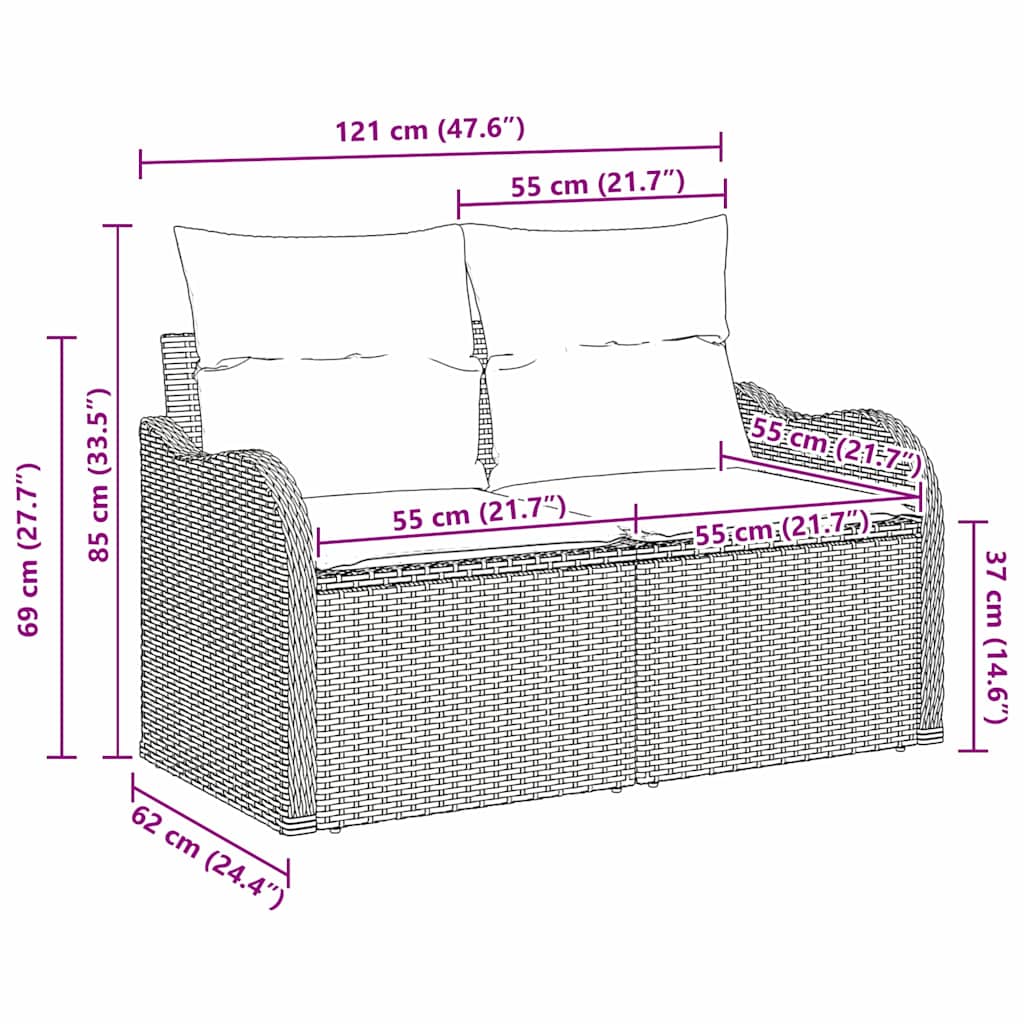 Canapea de grădină cu pernă Bej 121 x 62 x 69cm poliratan