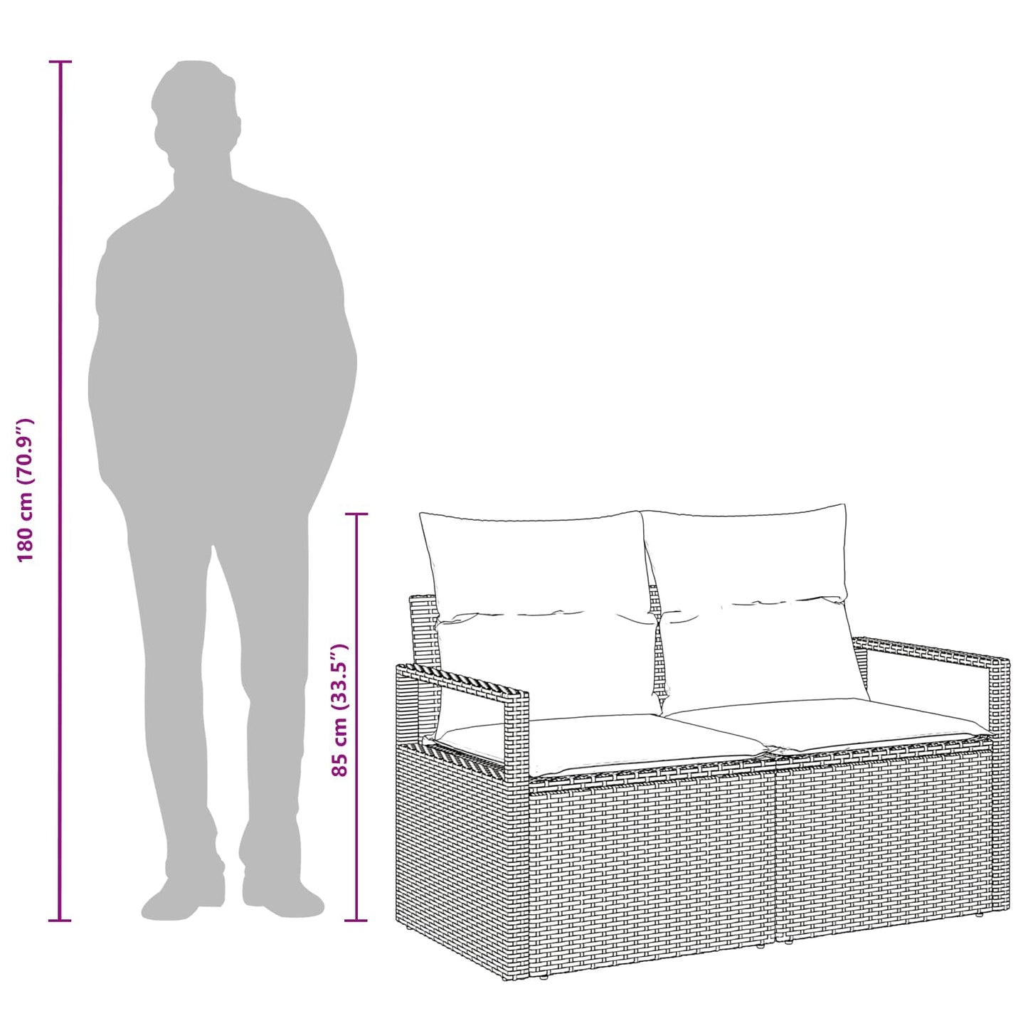 Canapea de grădină cu pernă 120 x 62 x 69 cm poliratan