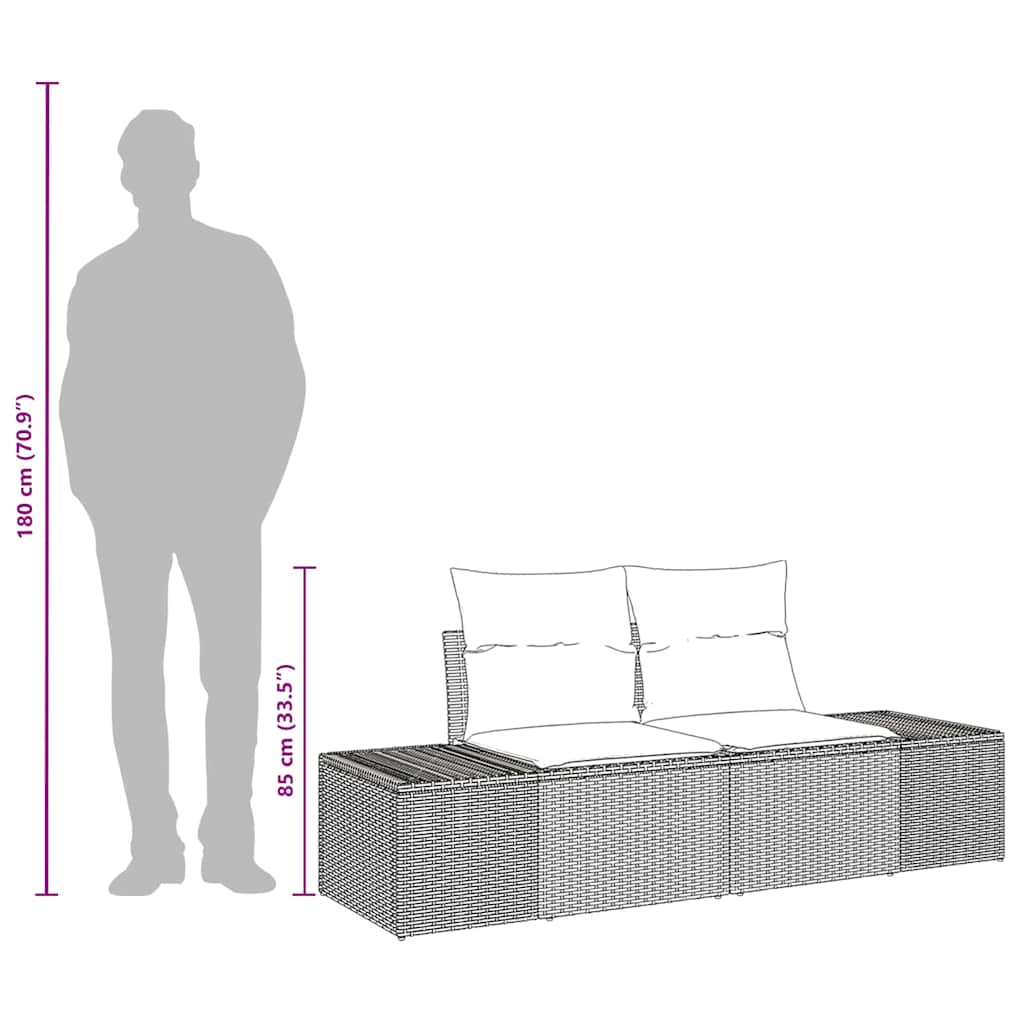 Canapea de grădină cu pernă Negru 184 x 62 x 69 cm poliratan