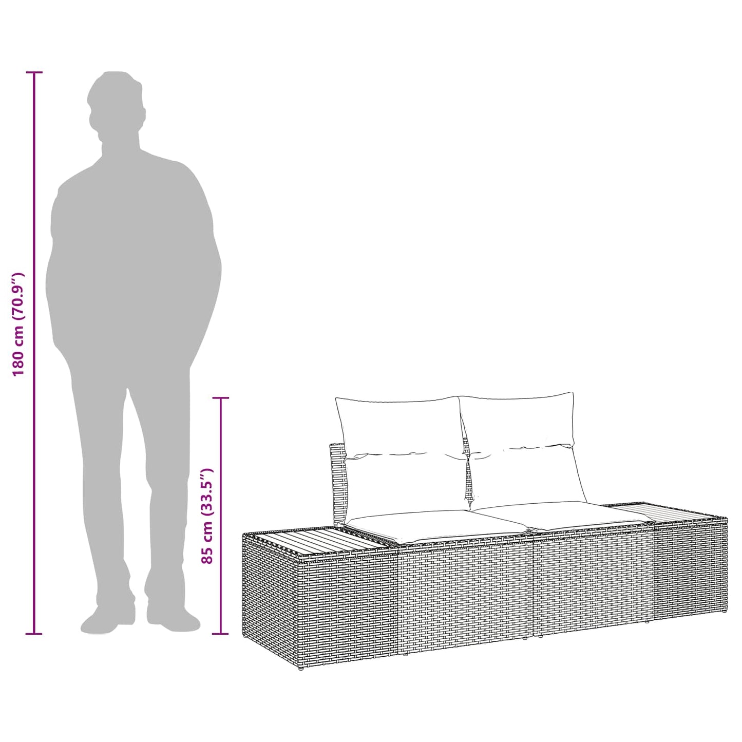 Canapea de grădină Gri 184 x 62 x 85cm poliratan