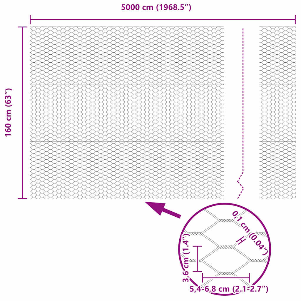 Gard hexagonal Gri 1,6 x 50 m PVC