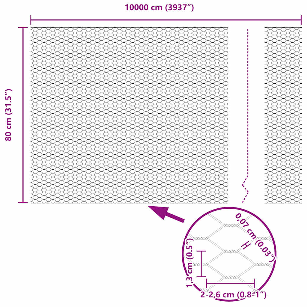 Gard hexagonal Gri 0,8 x 100 m PVC