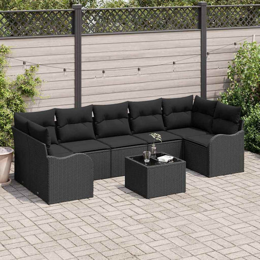 Set de canapele pentru grădină Negru 55 x 55 x 37 cm poliratan