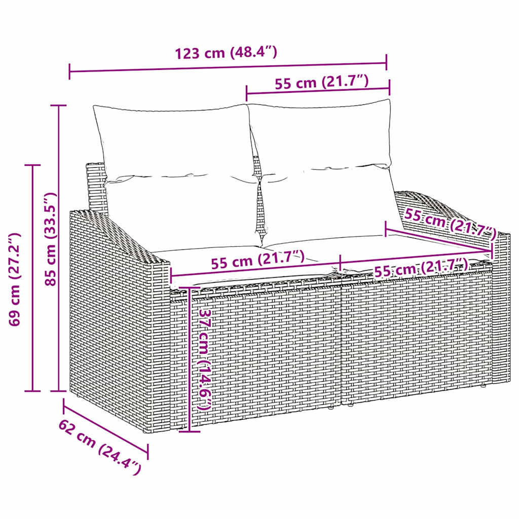 Set de canapea cu pernă 9 pcs Beige și gri deschis poliratan