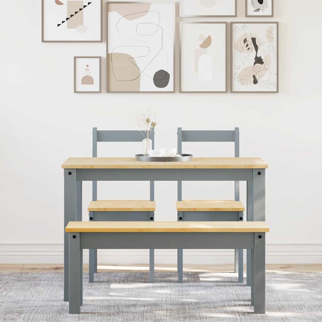 Set de sufragerie din 4 piese Panama din lemn masiv de pin gri