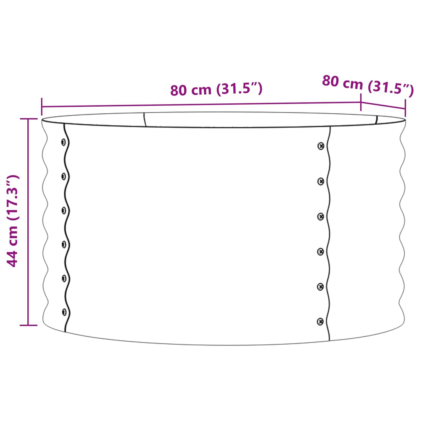 Pat ridicat Maro 80 x 80 x 44 cm Oțel