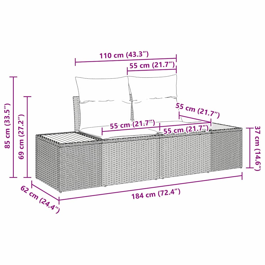 Set de canapele pentru grădină cu pernă 4 pcs Negru poliratan