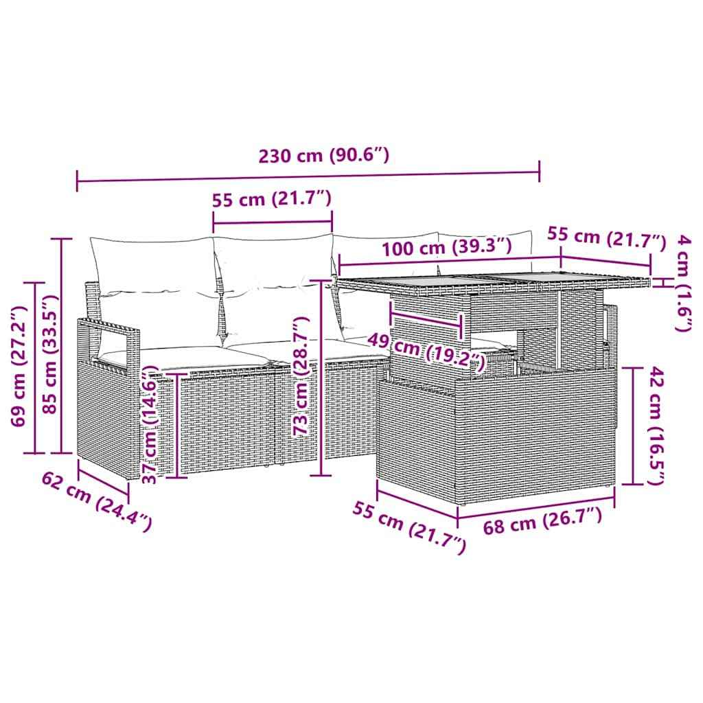 Set de canapele pentru grădină Manual 5 pcs bej și gri deschis
