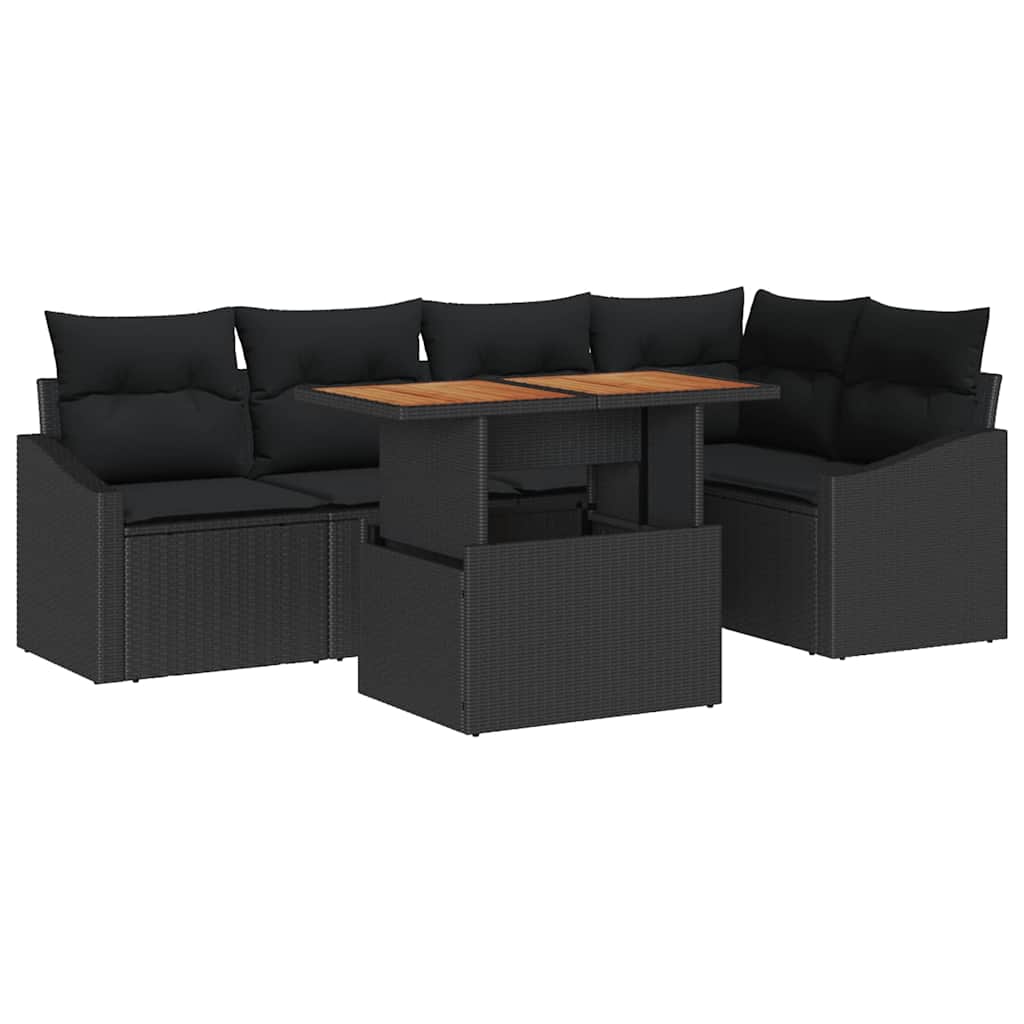 Set de masă pentru grădină cu pernă 6 pcs Negru și Maro