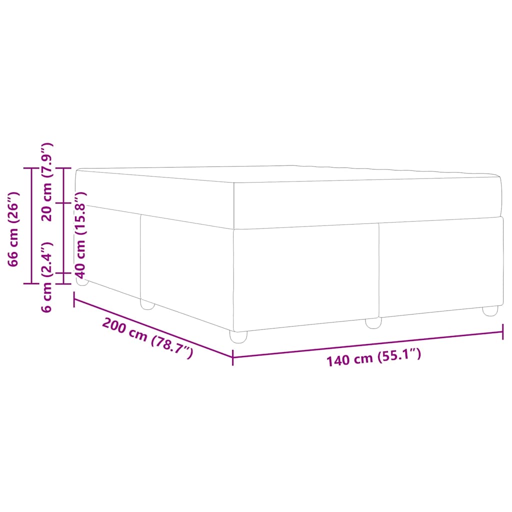 Cadru de pat cu saltea Maro închis 140 x 200 cm țesătură