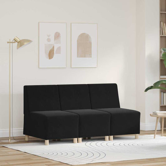 Unitate Sofa Modulară Fără Brațe 3 pcs Negru 55 x 74 x 82 cm