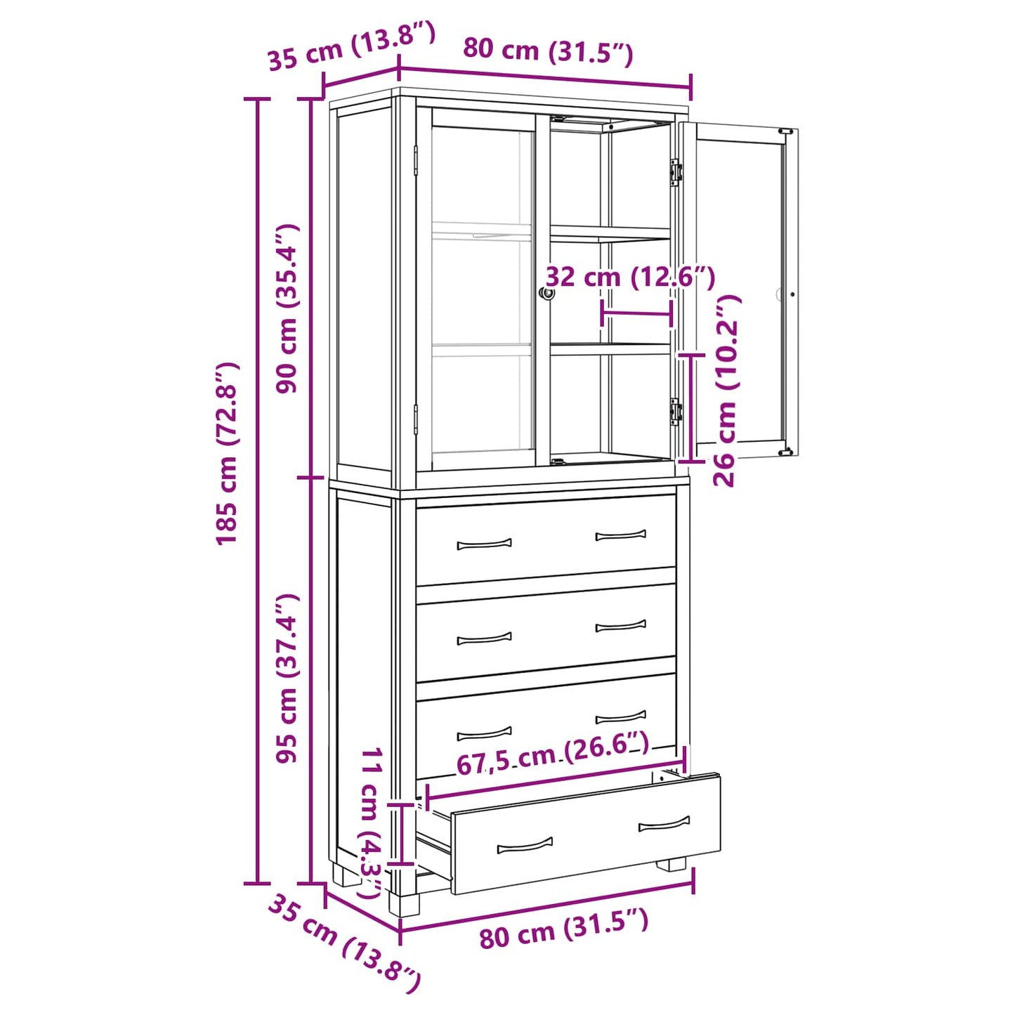 Set de Mobilier pentru Depozitare cu sertar Maro Lemn compozit