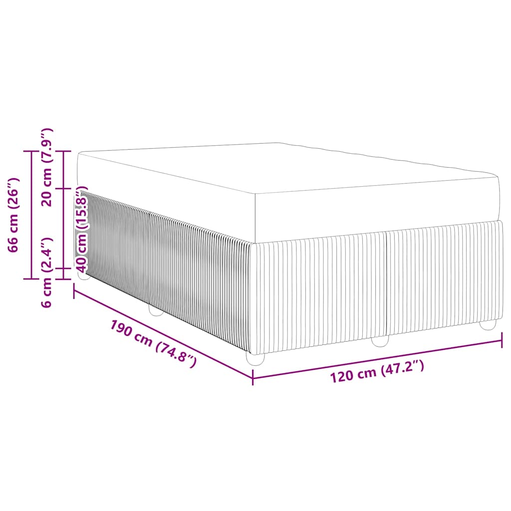 Cadru de pat cu saltea Verde închis 120 x 190 cm țesătură