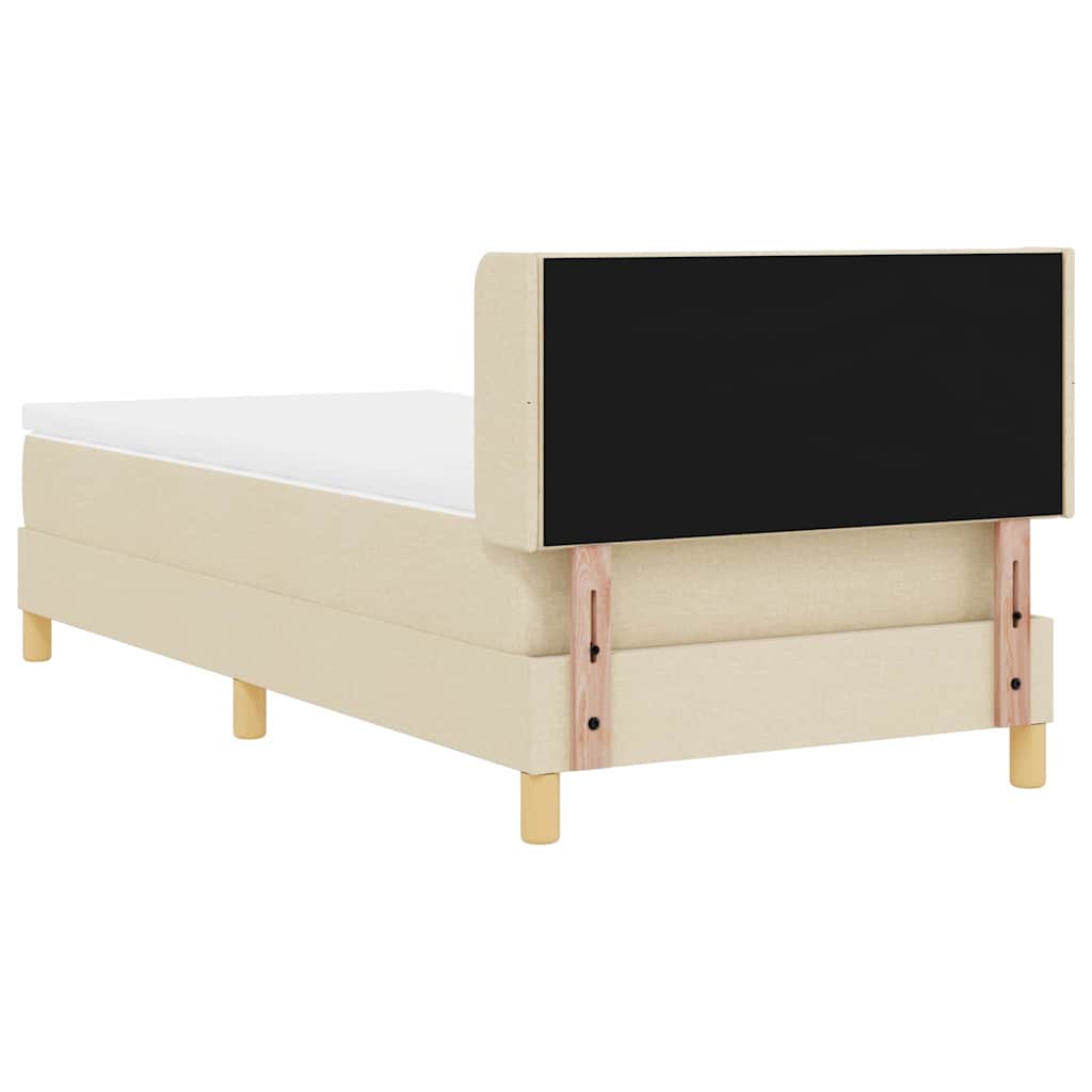 Pat cu arcuri cu saltea cu headboard Crem 200 x 100 cm țesătură