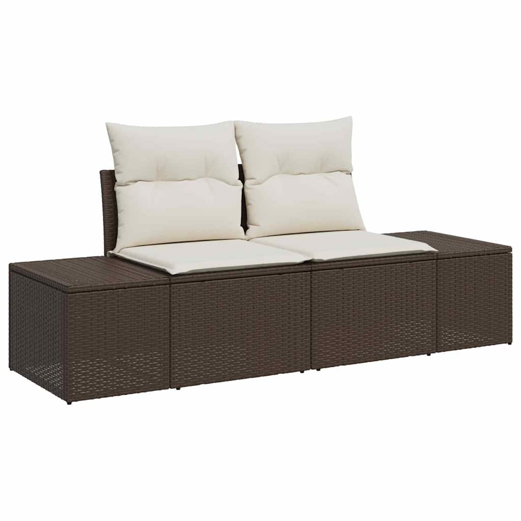 Set de canapele pentru grădină 6 pcs Maro și Crem Rattan poli