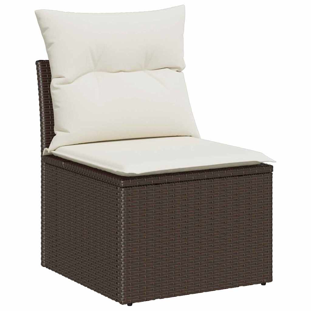 Set de canapele pentru grădină 6 pcs Maro și Crem Rattan poli