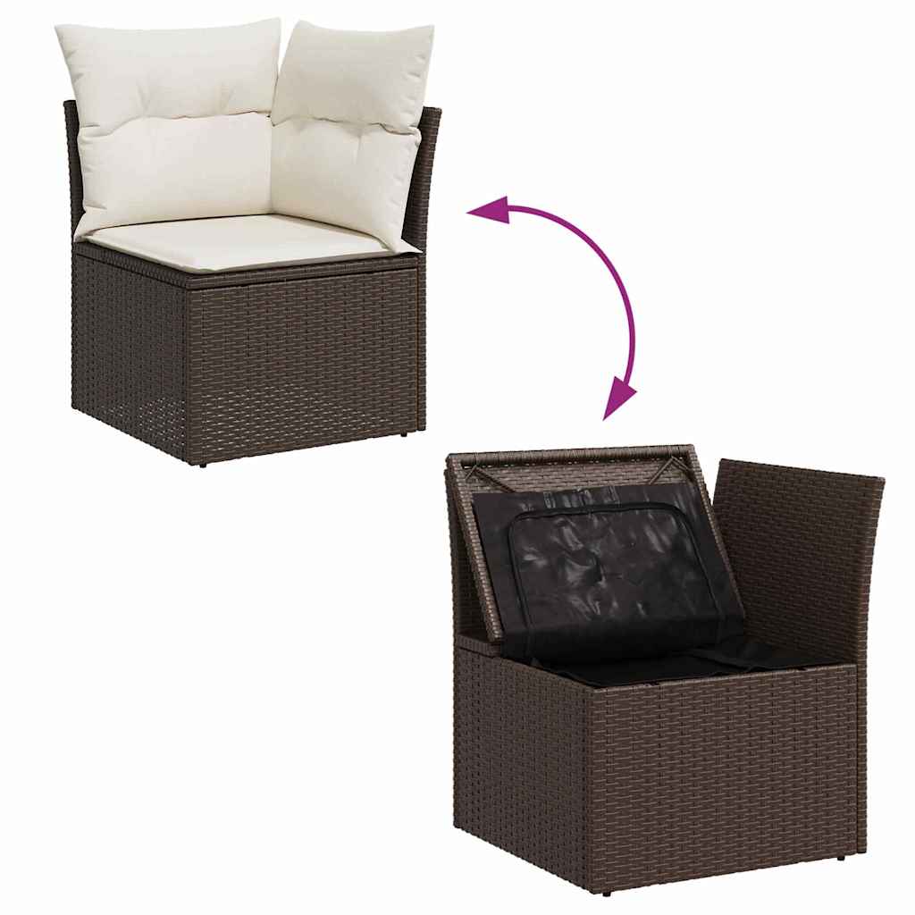 Set de canapele pentru grădină 6 pcs Maro și Crem Rattan poli