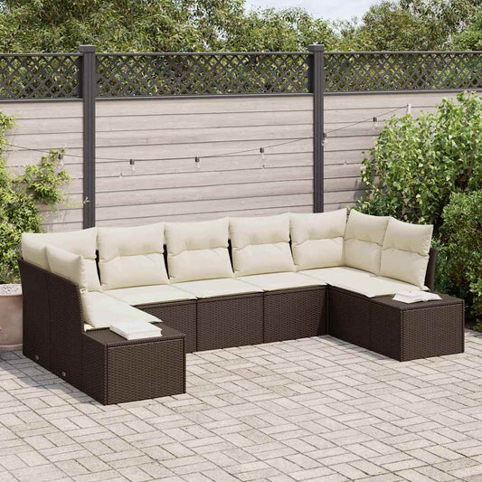 Set de canapele pentru grădină 7 pcs Maro și Crem Rattan poli