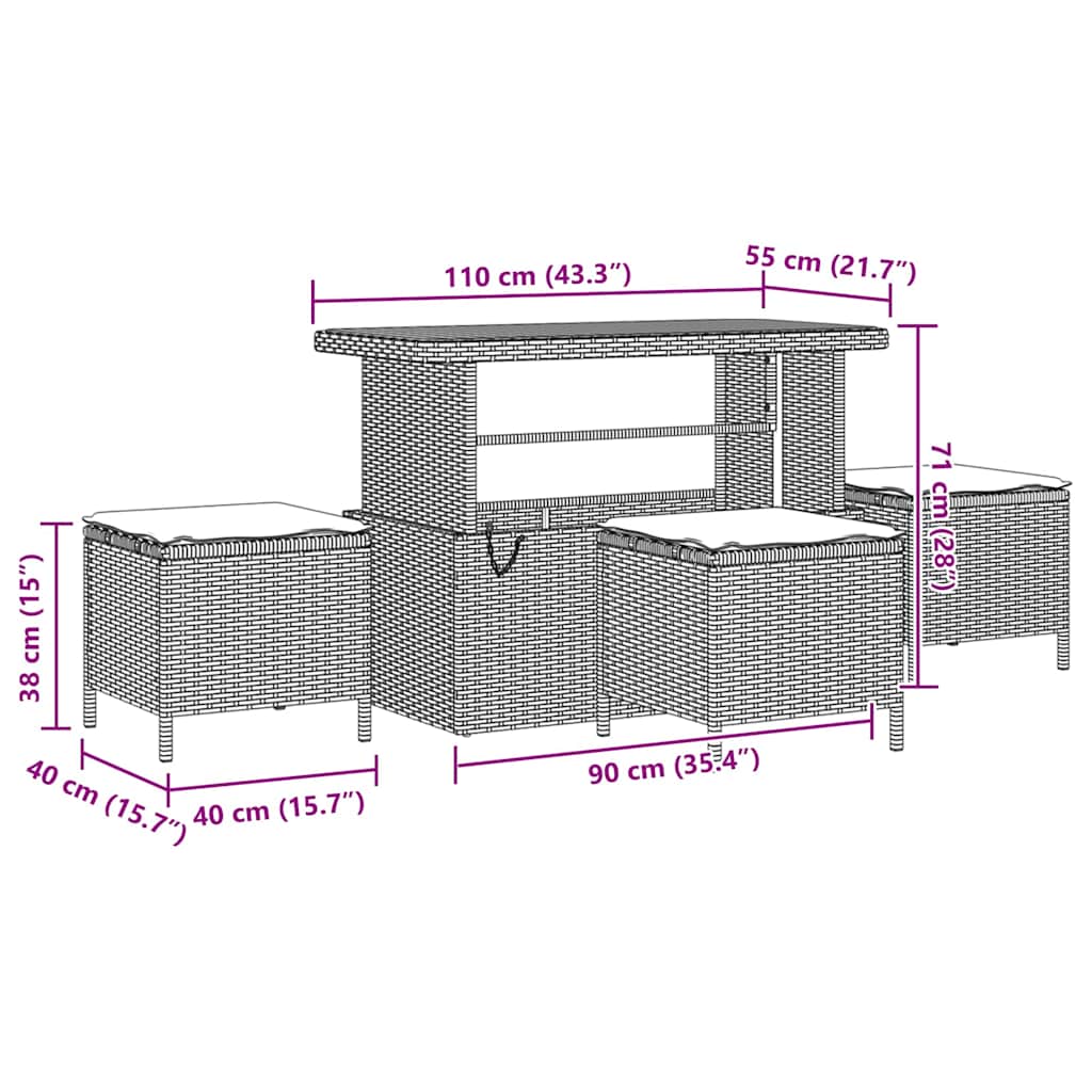 Set de canapele pentru grădină 9 pcs Negru poliratan