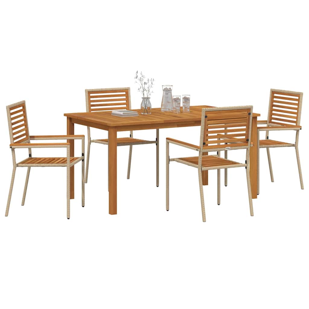 Set de masă pentru grădină 5 pcs Bej Lemn Solid de Acacia