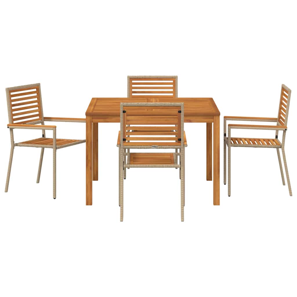 Set de masă pentru grădină 5 pcs Bej Lemn Solid de Acacia