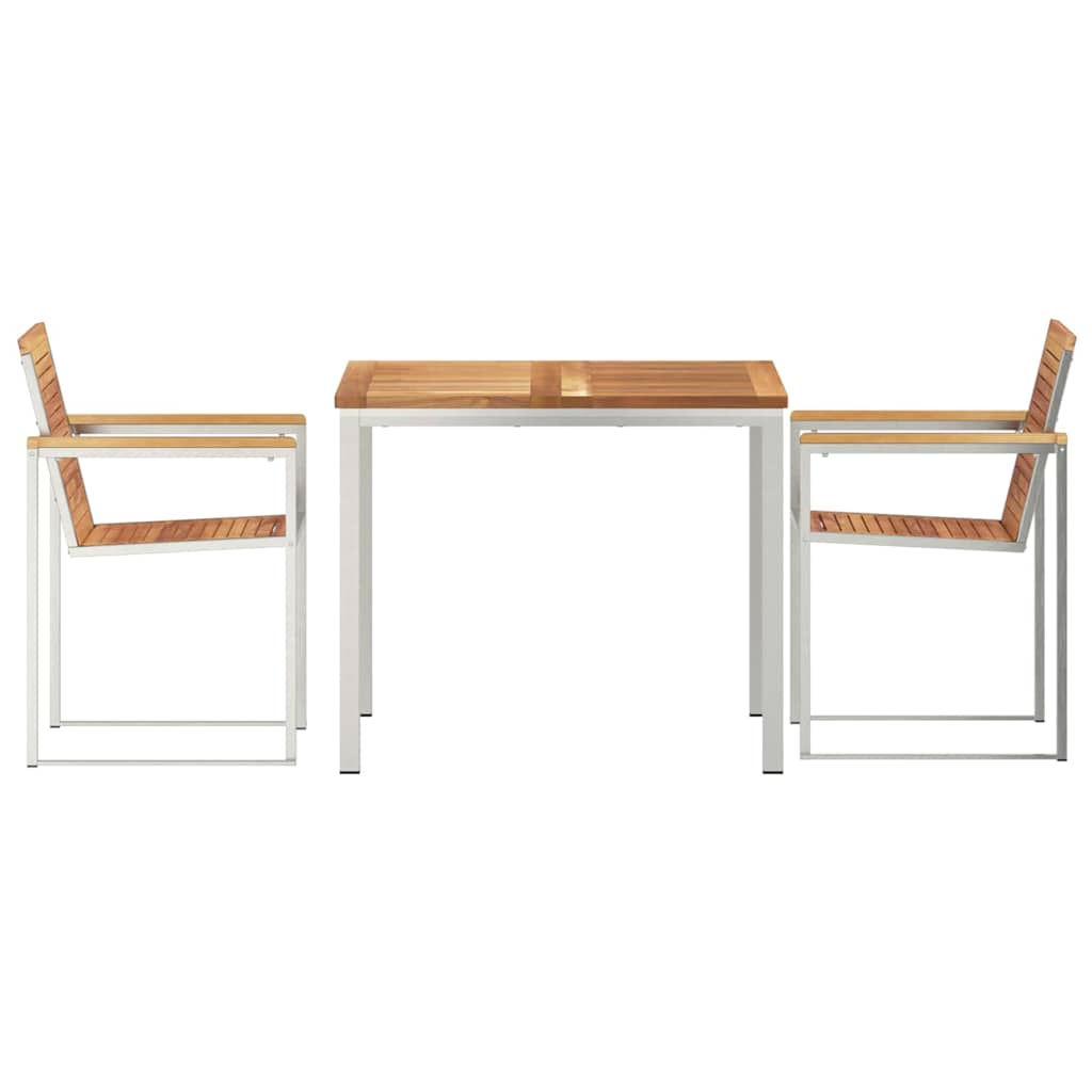 Set de masă pentru grădină 3 pcs Maro Lemn solid de tec