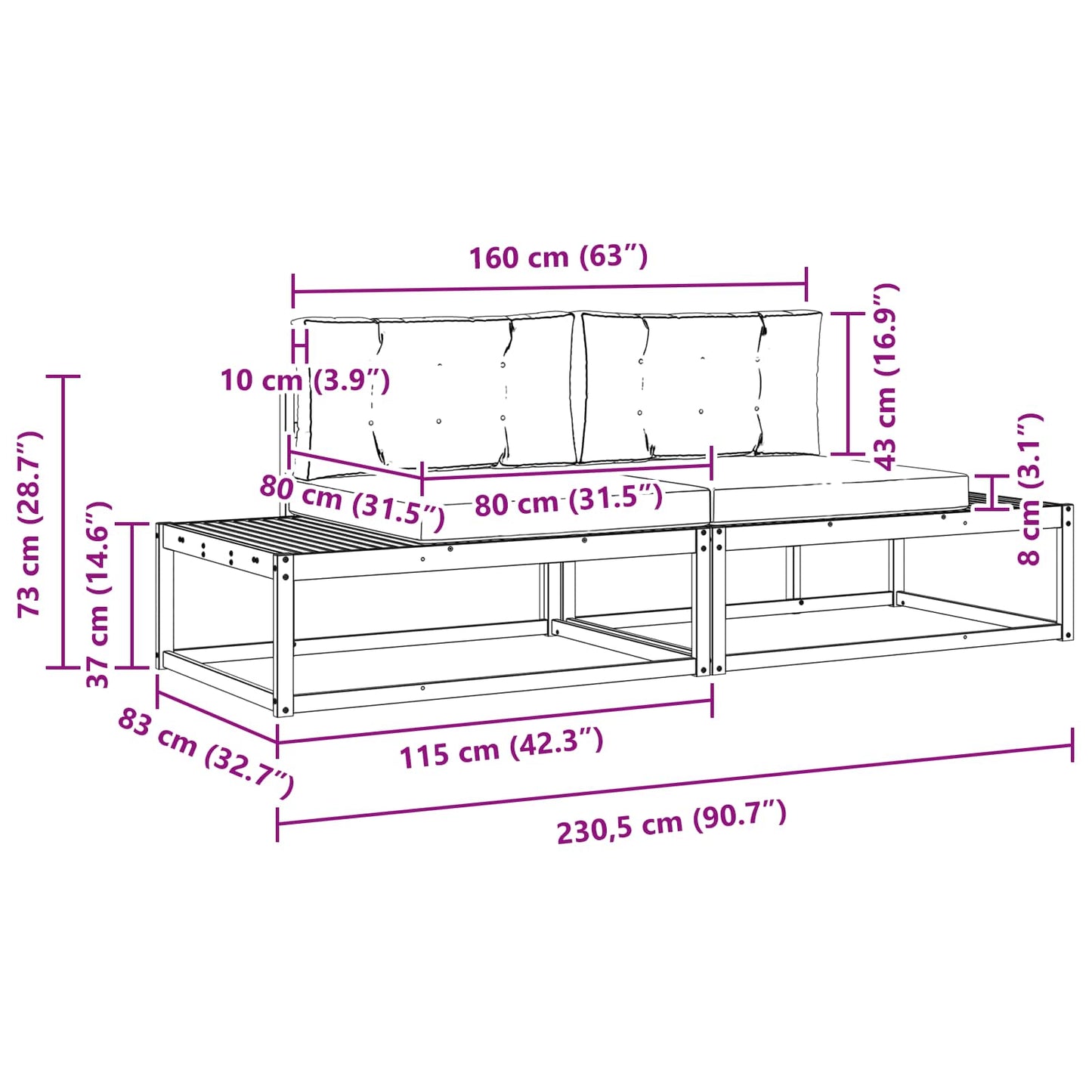Set de canapele de exterior 2 Bucată Natural și Antracit